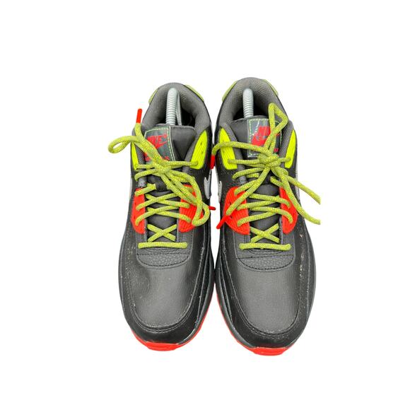 🔴 Nike Air Max 90 Gray Neon Red Sneakers Youth 6.5Y / Women’s 8 – Retro Style - Picture 2 of 9